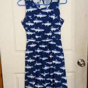 Retrolicious Fish Pattern Skater Dress Size M